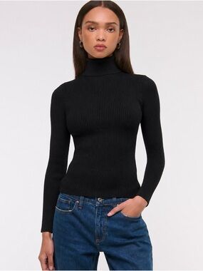 Abercrombie & Fitch Black Ribbed Turtleneck Long Sleeve Top